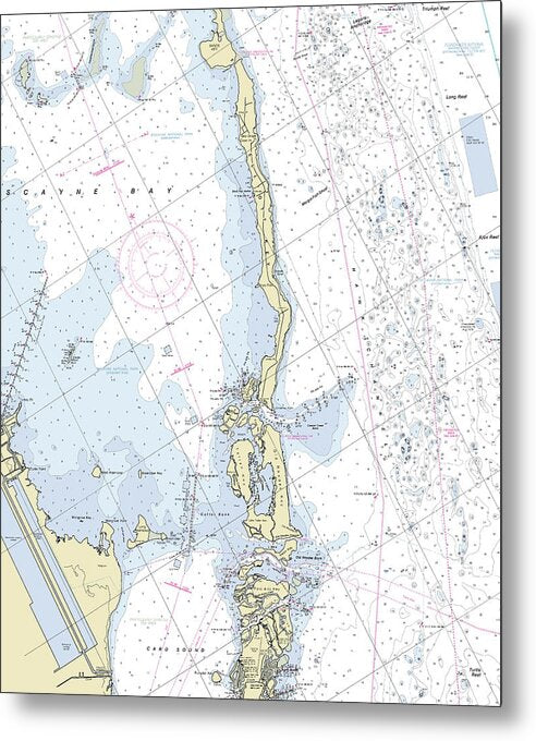 Elliot Key Florida Nautical Chart - Metal Print