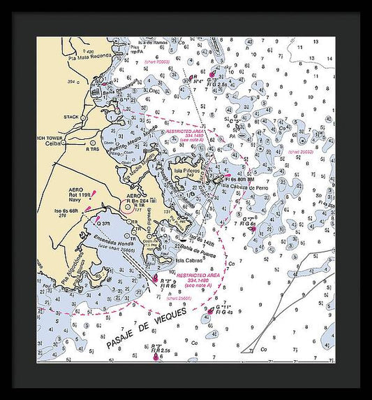 Ensenada Harbor-puerto Rico Nautical Chart - Framed Print