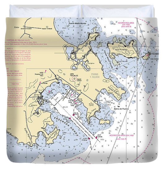 Ensenada Honda-puerto Rico Nautical Chart - Duvet Cover
