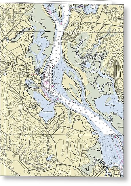 Essex Connecticut Nautical Chart - Greeting Card