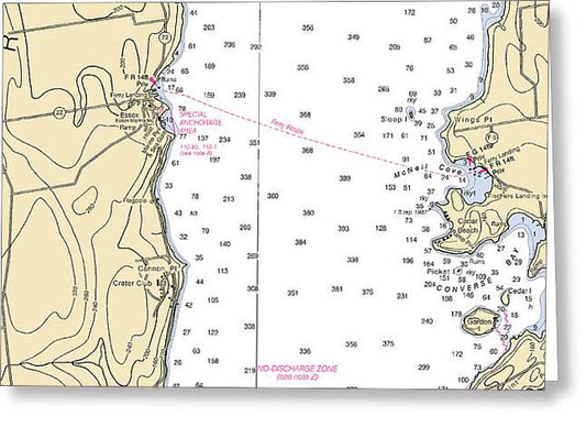 Essex-lake Champlain  Nautical Chart - Greeting Card