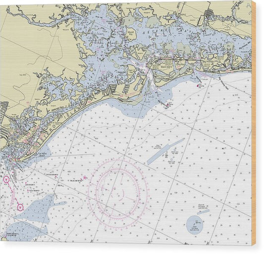 Estero Florida Nautical Chart - Wood Print