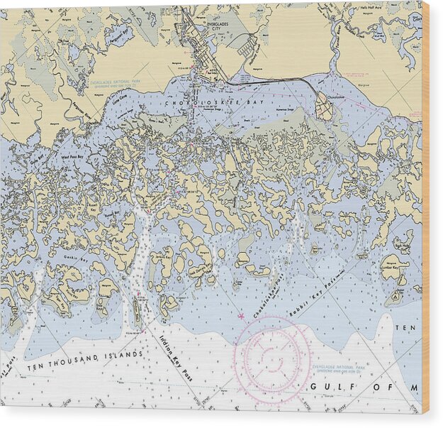 Evergaldes-city -florida Nautical Chart _v6 - Wood Print