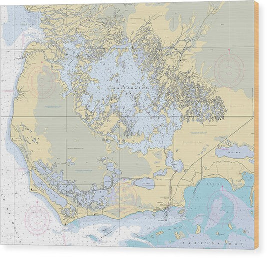 Everglades-flamingo -florida Nautical Chart _v6 - Wood Print