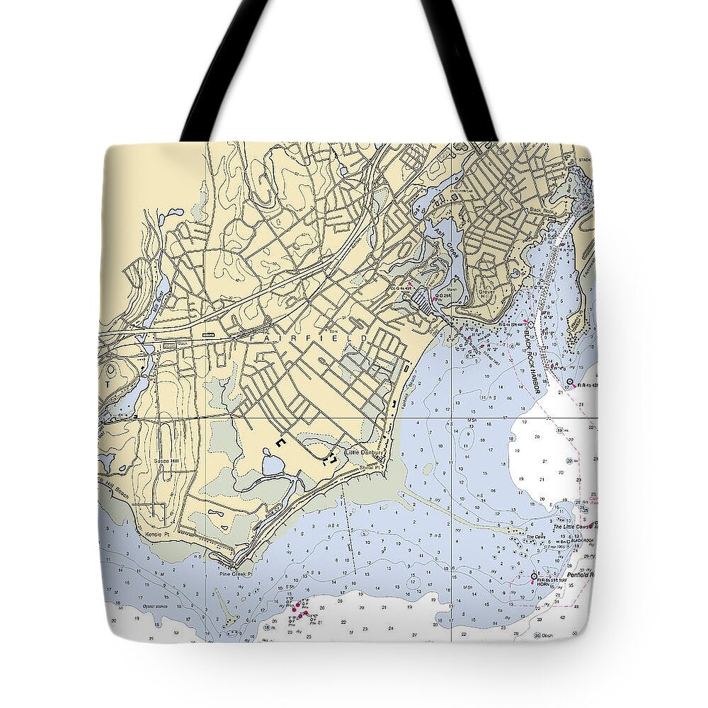 Fairfield-connecticut Nautical Chart - Tote Bag