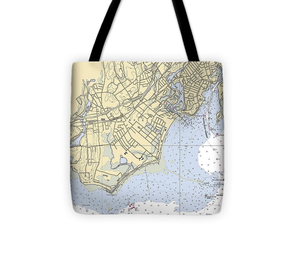 Fairfield-connecticut Nautical Chart - Tote Bag