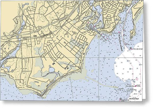 Fairfield-connecticut Nautical Chart - Greeting Card