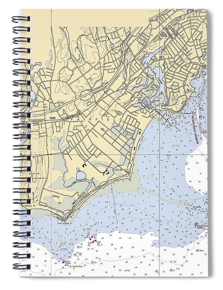 Fairfield-connecticut Nautical Chart - Spiral Notebook