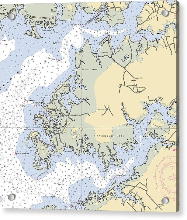Fairmount Neck-maryland Nautical Chart - Acrylic Print