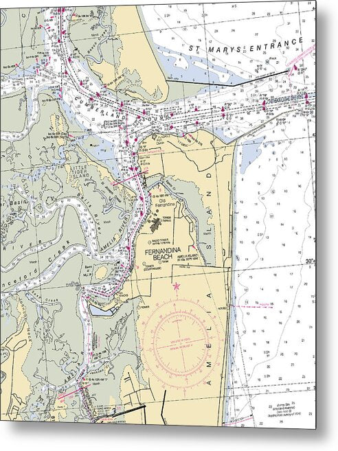 Fernandina Beach-florida Nautical Chart - Metal Print
