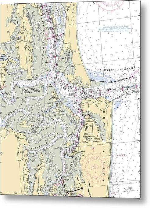Fernandina-beach -florida Nautical Chart _v6 - Metal Print