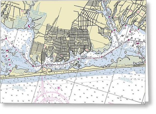Fire Island and Mastic Beach New York Nautical Chart - Greeting Card