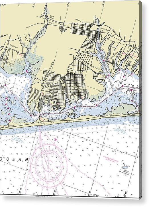 Fire Island and Mastic Beach New York Nautical Chart - Acrylic Print