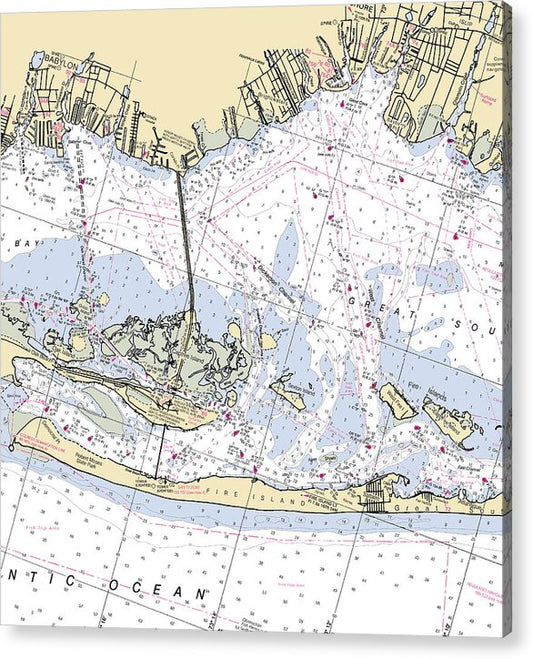 Fire Island-new York Nautical Chart - Acrylic Print