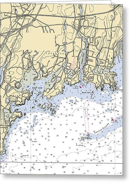 Five Mile River-connecticut Nautical Chart - Greeting Card