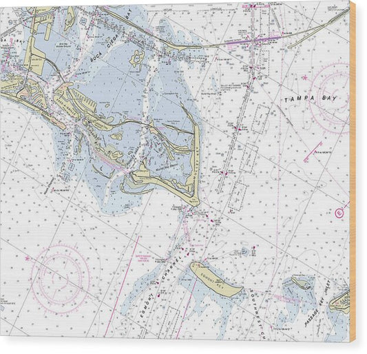 Fort De Soto Florida Nautical Chart - Wood Print