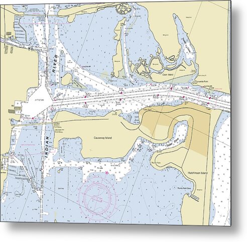 Fort Pierce Inlet Florida Nautical Chart - Metal Print