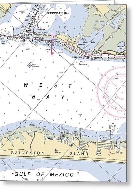 Galveston Terramar Beach-texas Nautical Chart - Greeting Card