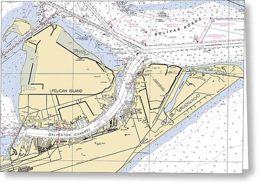 Galveston -texas Nautical Chart _v3 - Greeting Card