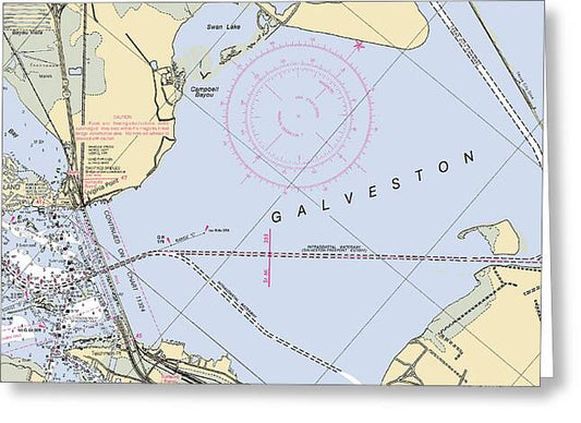 Galveston -texas Nautical Chart _v4 - Greeting Card