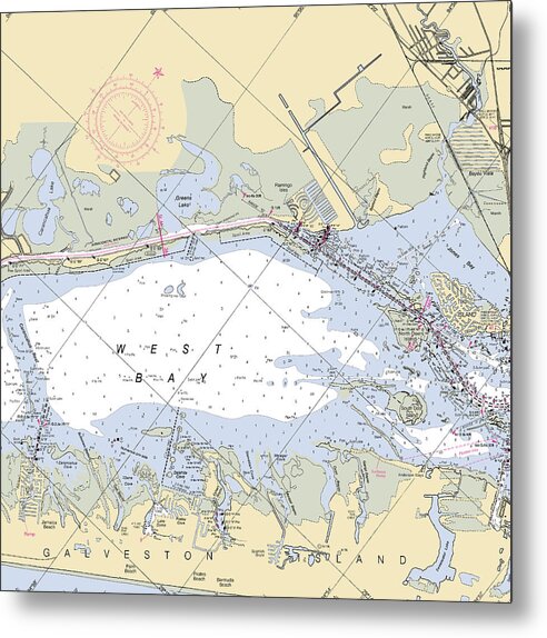 Galveston West Bay-texas Nautical Chart - Metal Print