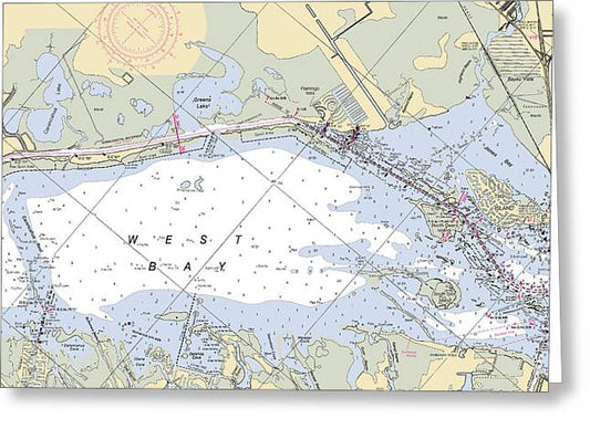 Galveston West Bay-texas Nautical Chart - Greeting Card