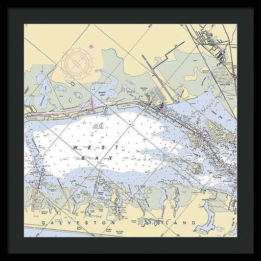 Galveston West Bay-texas Nautical Chart - Framed Print