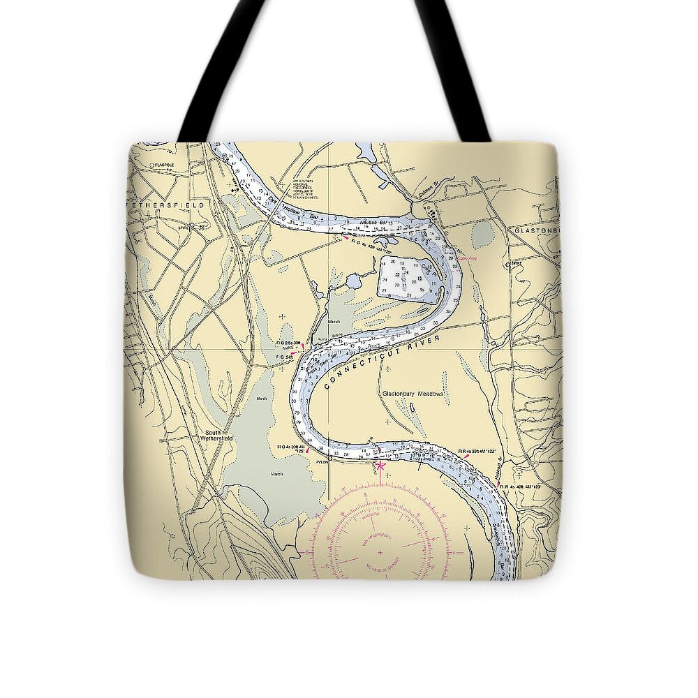 Glastonbury-connecticut Nautical Chart - Tote Bag