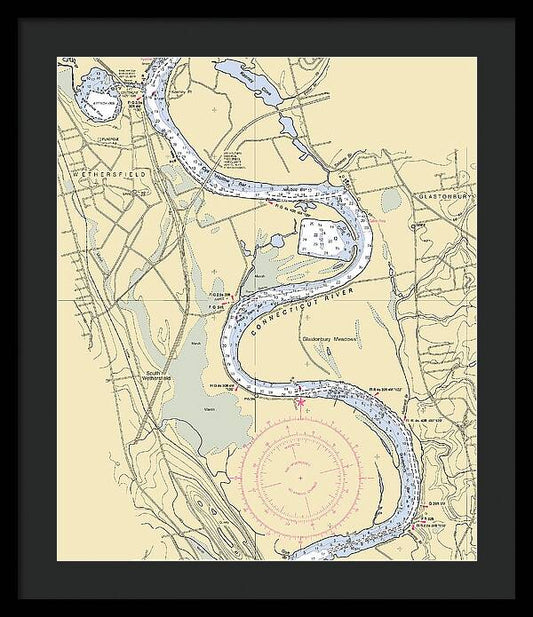Glastonbury-connecticut Nautical Chart - Framed Print