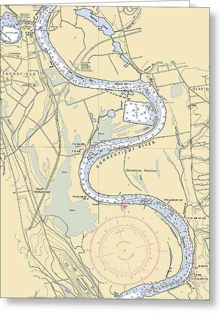 Glastonbury-connecticut Nautical Chart - Greeting Card