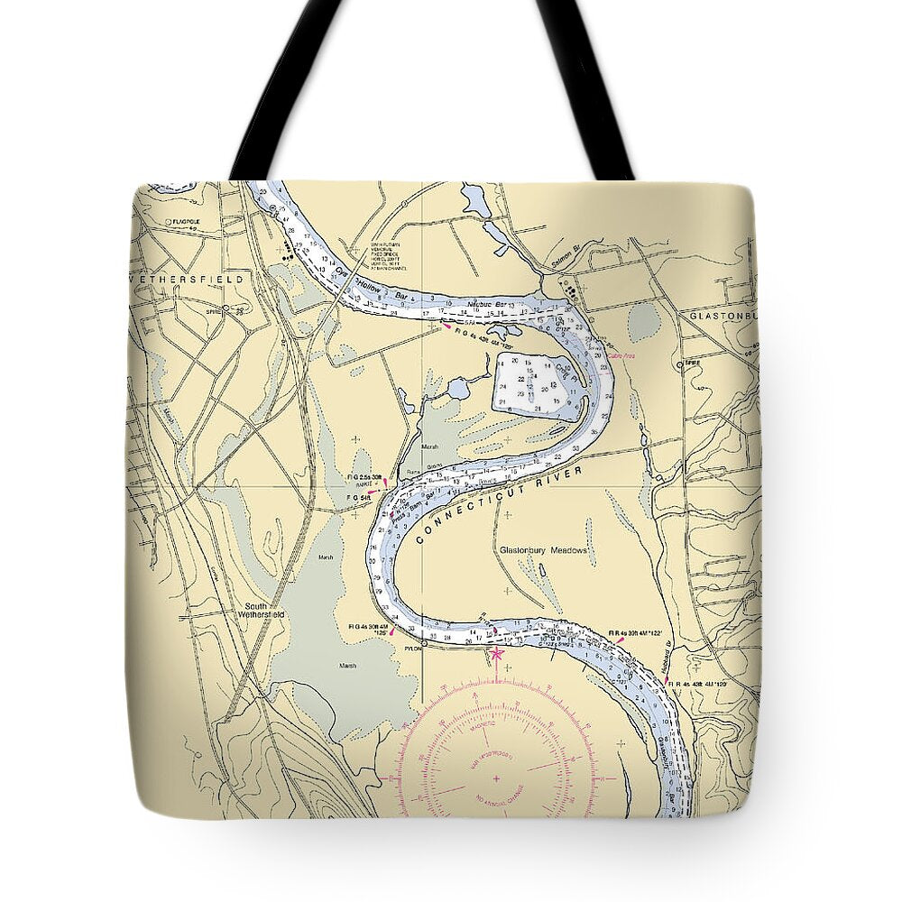 Glastonbury-connecticut Nautical Chart - Tote Bag