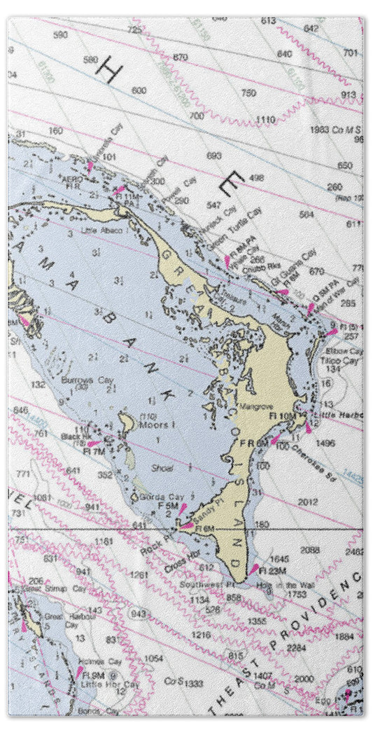 Great Abaco Bahamas Nautical Chart - Bath Towel