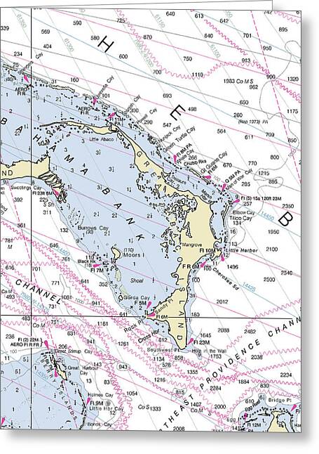 Great Abaco Bahamas Nautical Chart - Greeting Card