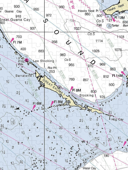 Great Exuma Bahamas Nautical Chart - Puzzle