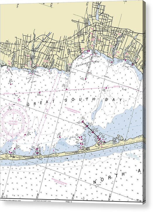 Great South Bay New York Nautical Chart - Acrylic Print