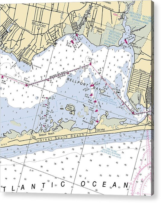 Great South Beach-new York Nautical Chart - Acrylic Print