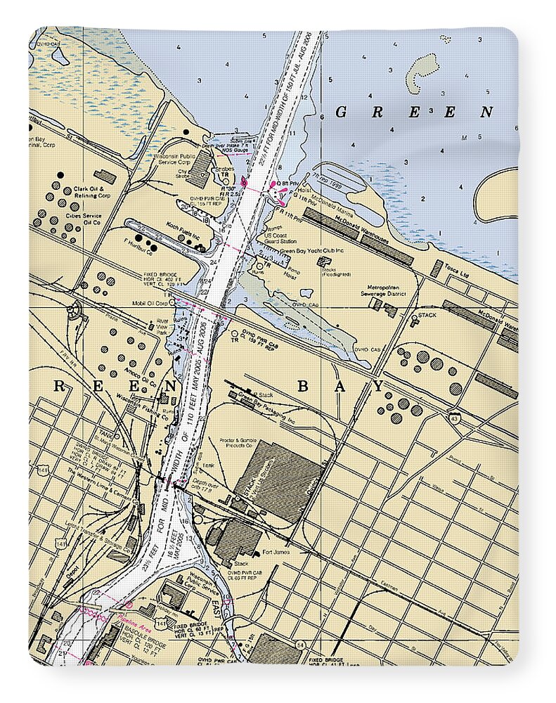 Green Bay Harbor-lake Michigan Nautical Chart - Blanket