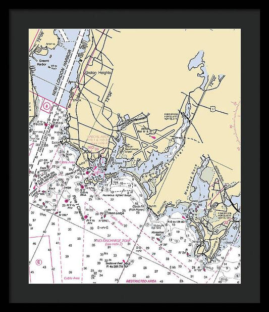 Groton-connecticut Nautical Chart - Framed Print