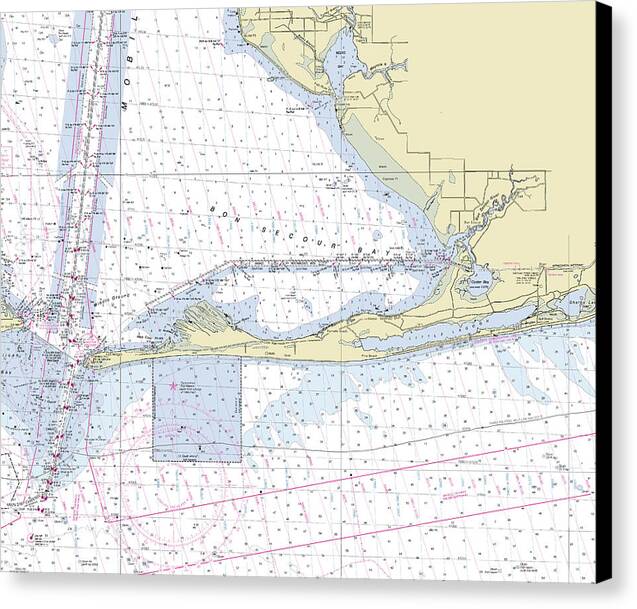 Gulf Shores Alabama Nautical Chart - Canvas Print