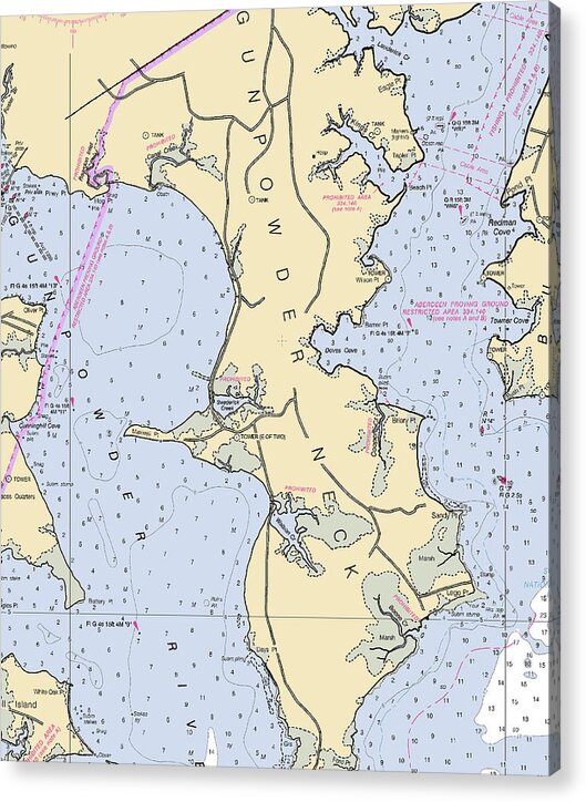 Gun Powder Neck-maryland Nautical Chart - Acrylic Print