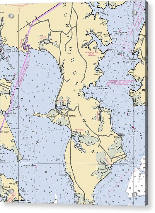 Gun Powder Neck-maryland Nautical Chart - Acrylic Print