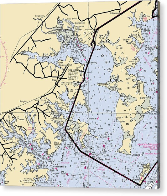 Gunpowder River-maryland Nautical Chart - Acrylic Print