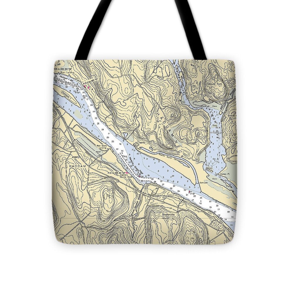 Haddam-connecticut Nautical Chart - Tote Bag