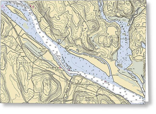 Haddam-connecticut Nautical Chart - Greeting Card