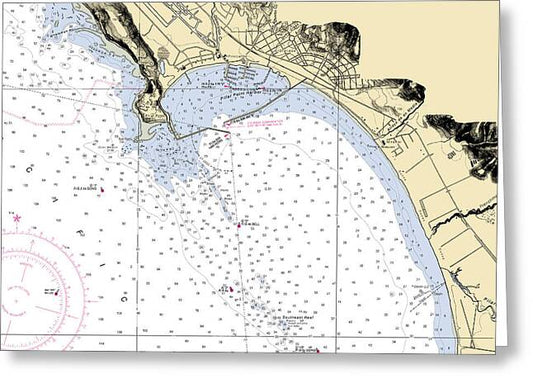 Half-moon-bay -california Nautical Chart _v6 - Greeting Card