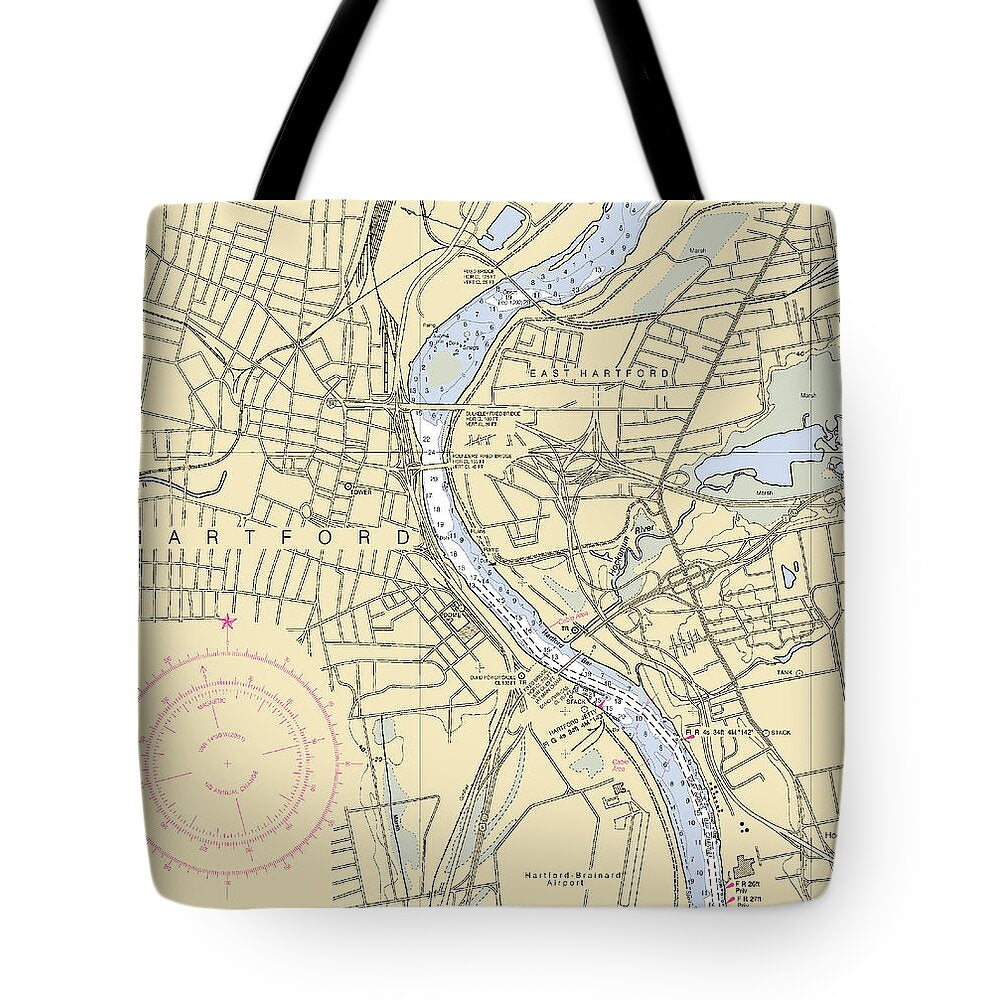 Hartford-connecticut Nautical Chart - Tote Bag