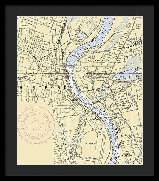 Hartford-connecticut Nautical Chart - Framed Print