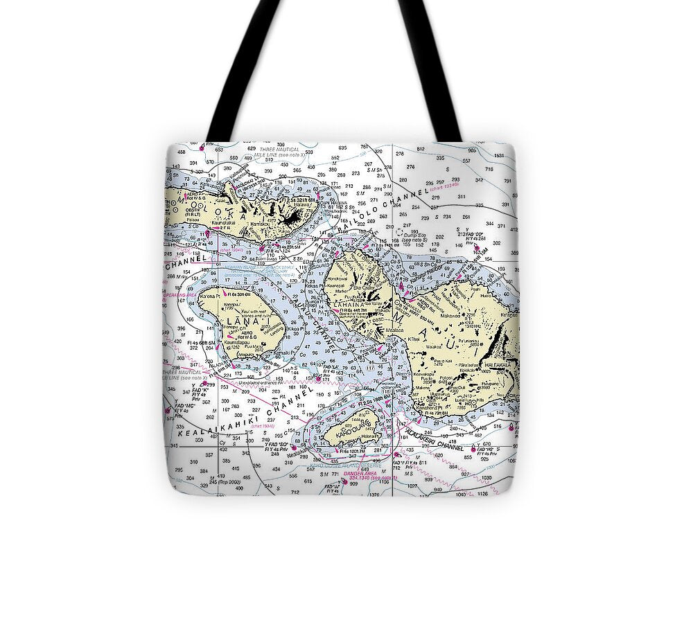 Hawaii-Maui-Molokai-Lanai Nautical Chart - Tote Bag