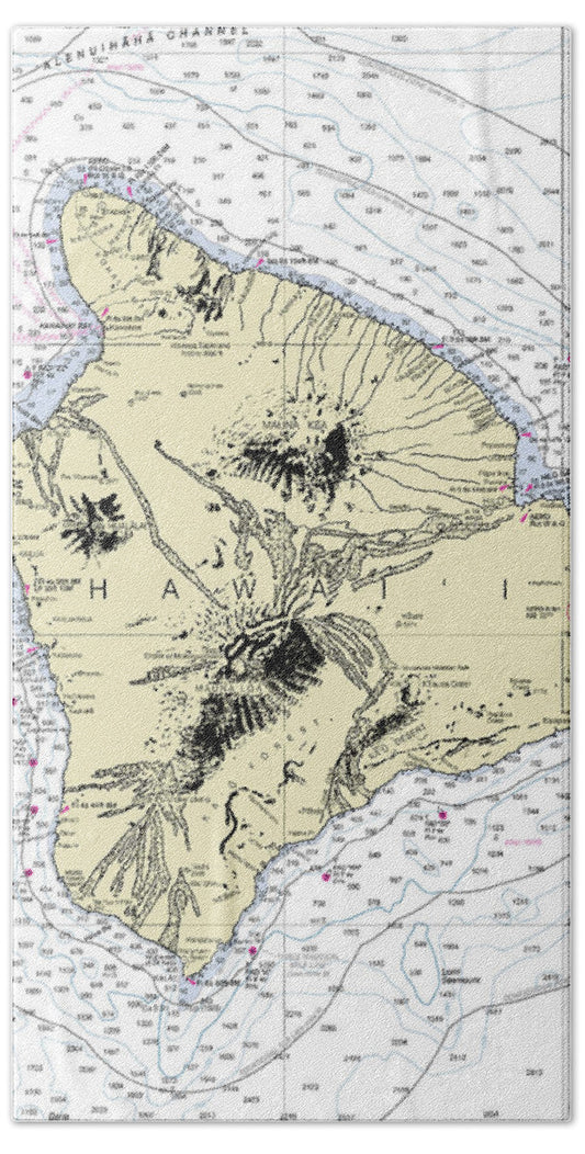 Hawaii-The Big Island Nautical Chart - Bath Towel