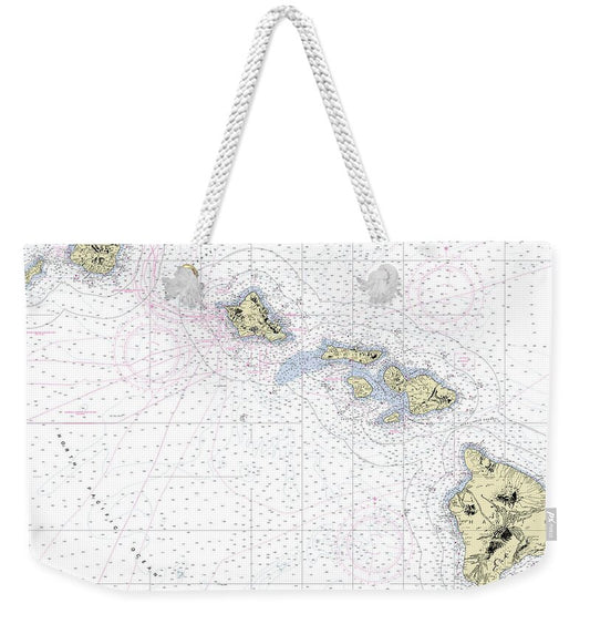 Hawaiian Islands Nautical Chart - Weekender Tote Bag